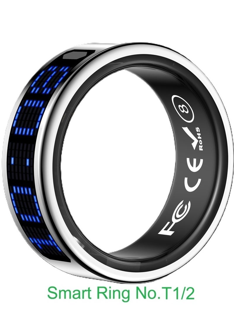 general Smart Ring SR16 for Heart Rate Monitoring, Blood Oxygen Monitoring, Sleep Monitoring, Motion Detection, Multi-Functional Display, All-Weather Protect Your Health with Caller ID Reminder, IP68 Waterproof, Black No.10, Internal Diameter: 19.9mm, Perimeter: 62.4mm - Image 1